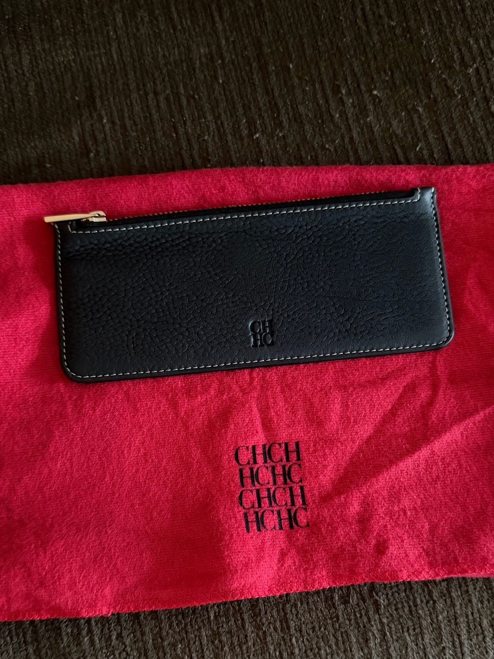 Authentic Carolina Herrera CHCH Black Leather Coin/Card Holder